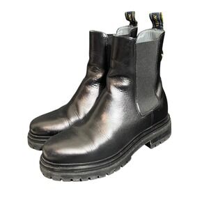 Novita‎ Chelsea Boots Womens 38 Black Leather Lug Sole Chunky Ankle 1075531